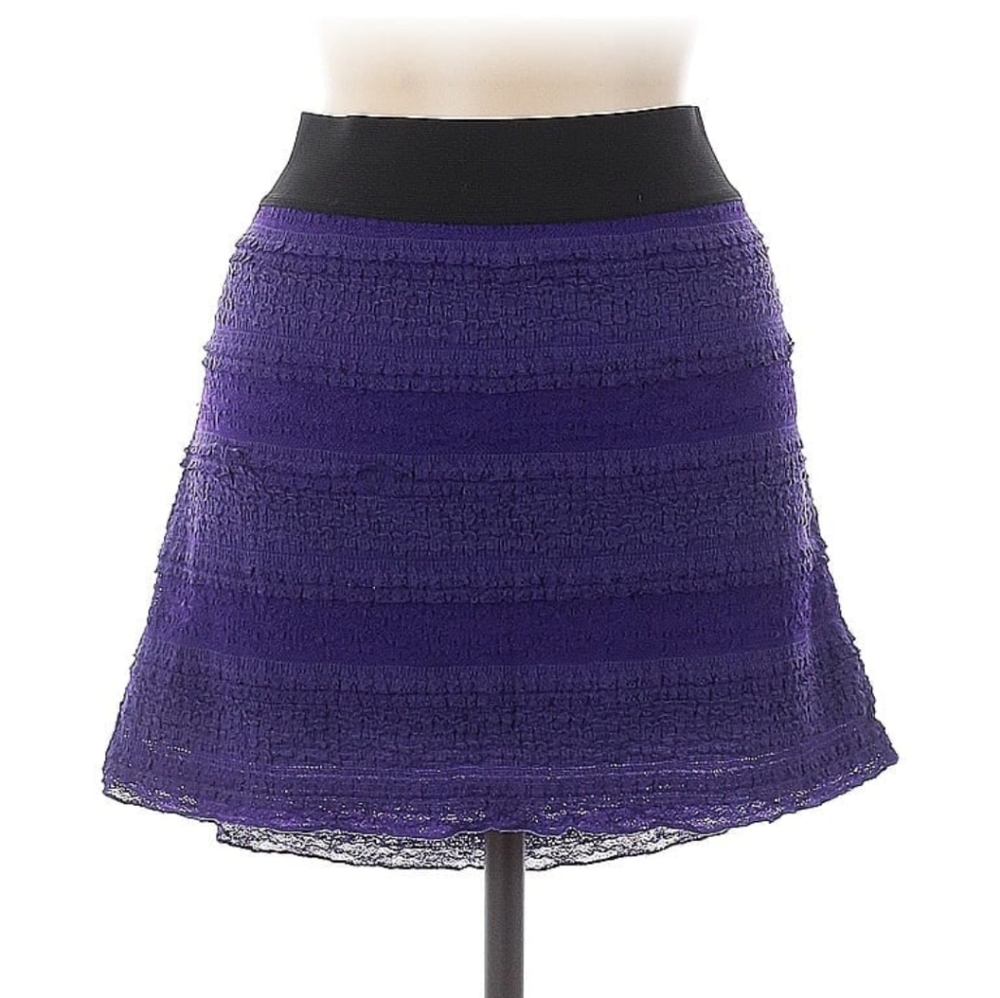 Free People Vibrant Purple Mini Skirt Lacy Dark Academia Sz Medium Excel Used